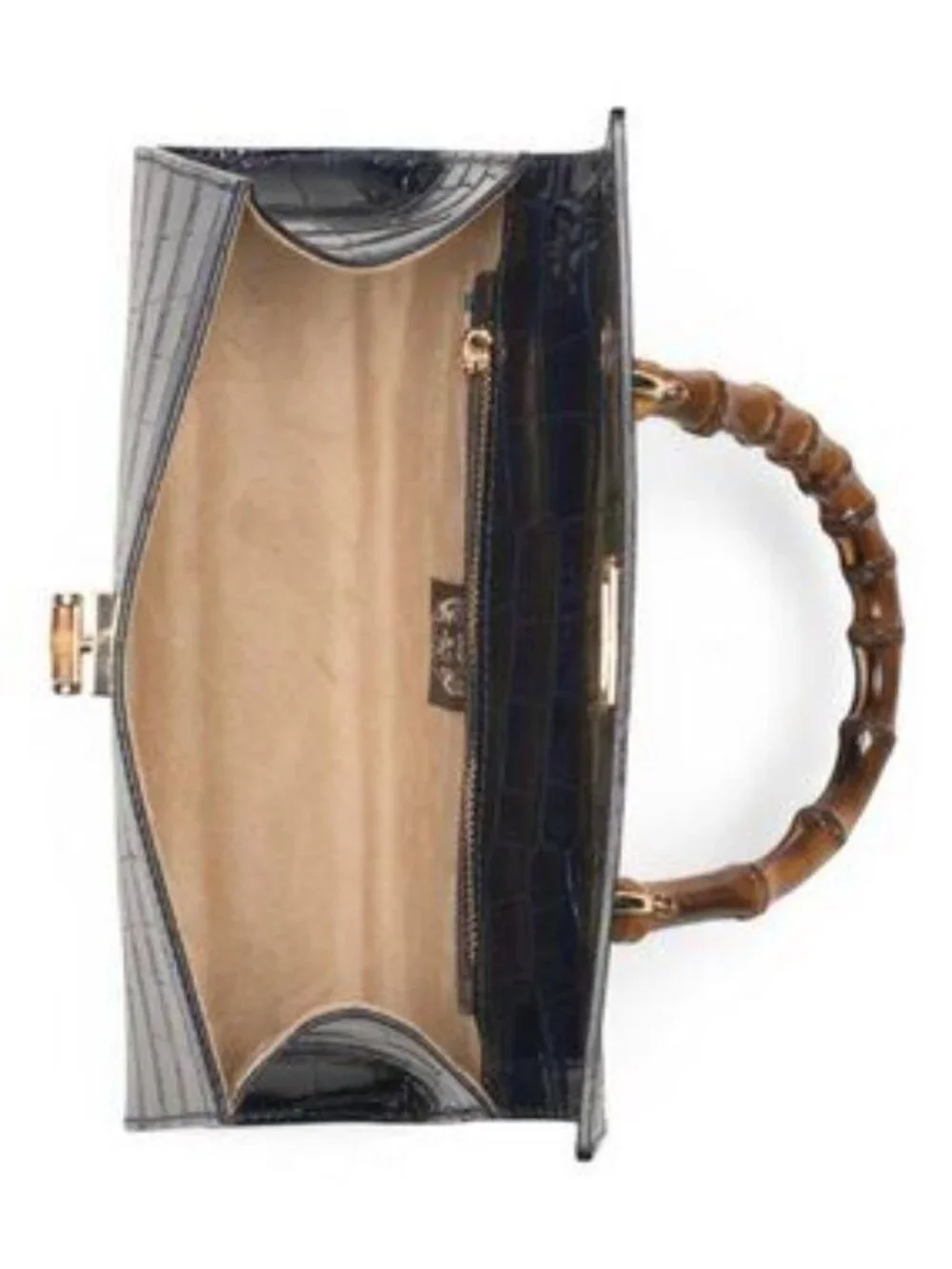 PRATESI Made In Italy Patent Leather East West Crocodile Satchel